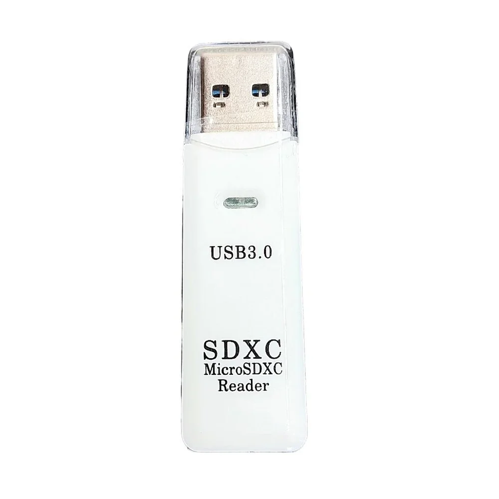 USB 3.0 SD + MicroSD Memory Card Reader White High Speed SDXC Universal Laptop